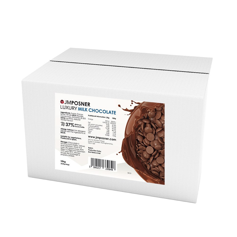 JM Posner Luxury - Vollmilchschokolade - 37% min. - 10kg - Drops - Kuv ...